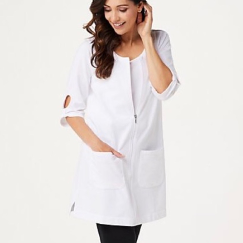 Denim & Co swimsuit cover up WHITE